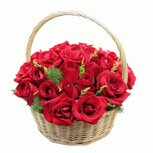 24 Red Rose in a basket
